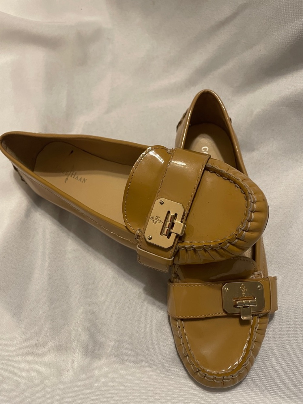 Cole Haan Patent Loafers in Mustard
